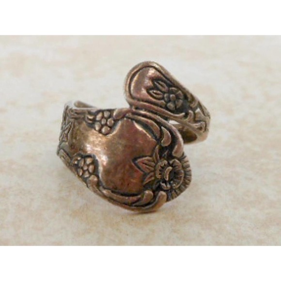 Sterling Silver Spoon Ring Size 6 Adjustable Floral Wrap Vintage Style - Picture 6 of 10